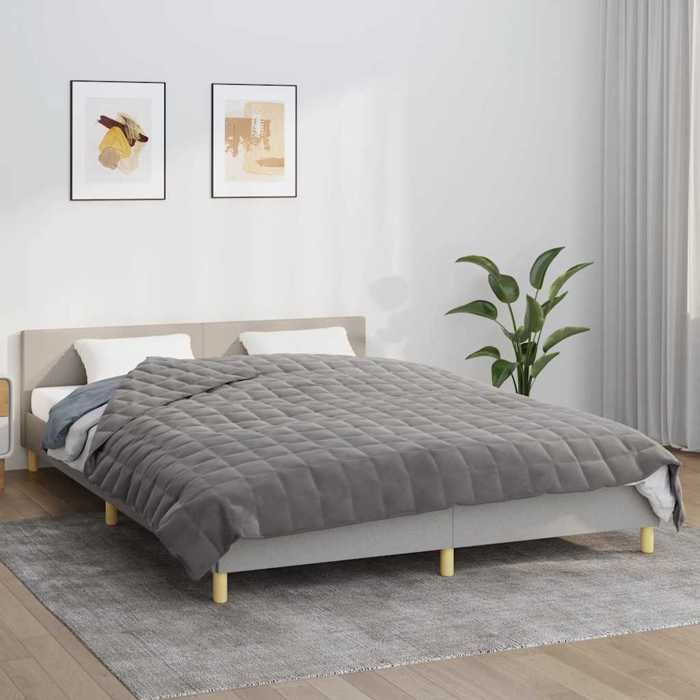 Manta con peso vidaXL gris 220x240 cm 11 kg Tela, manta, edredón, manta relajante, ropa de cama, 3154844