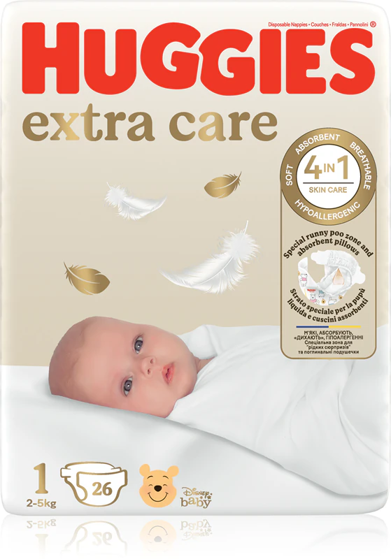 Huggies Extra Care wegwerpluiers maat 1