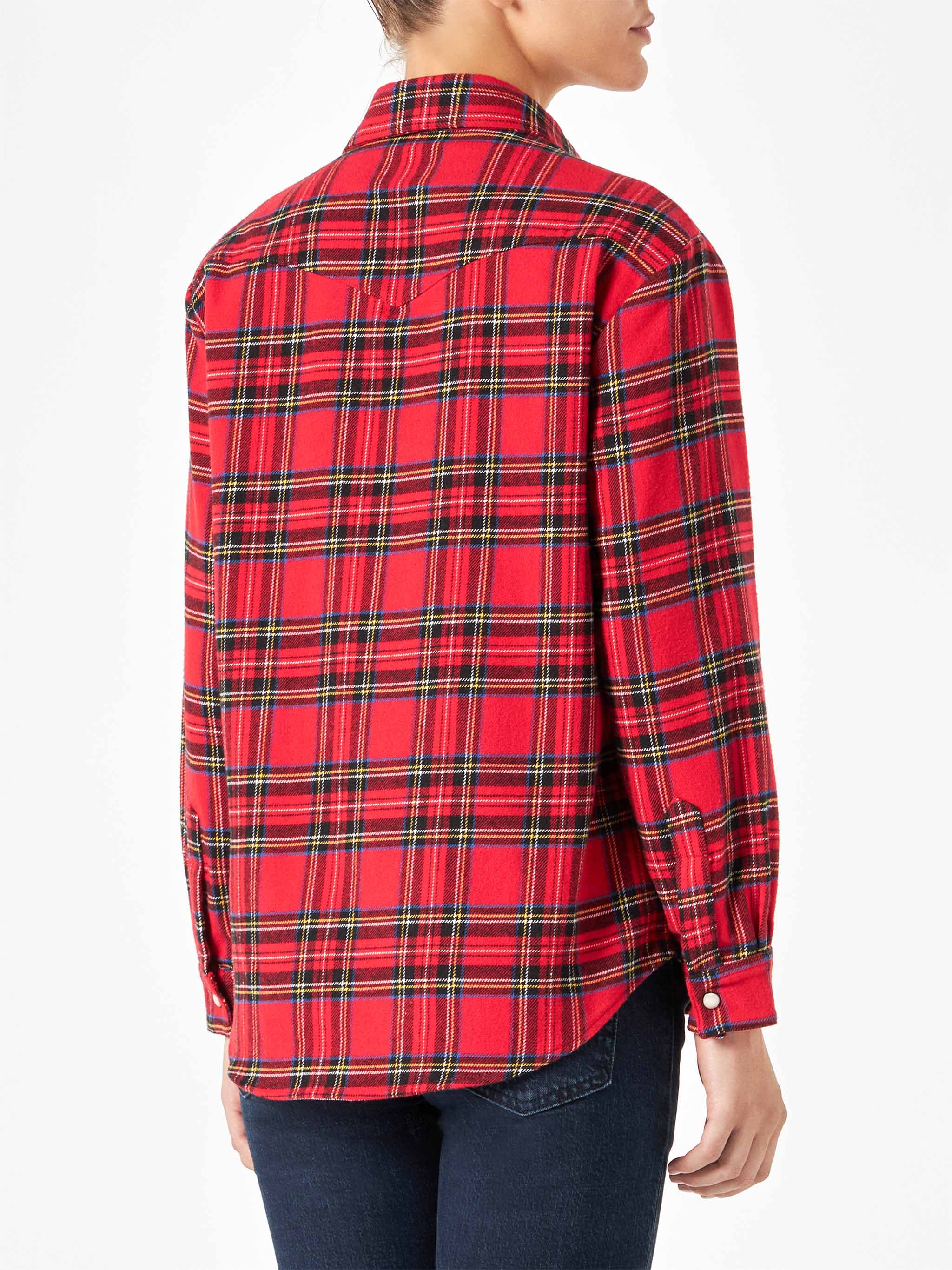 Camisa de franela de manga larga para mujer