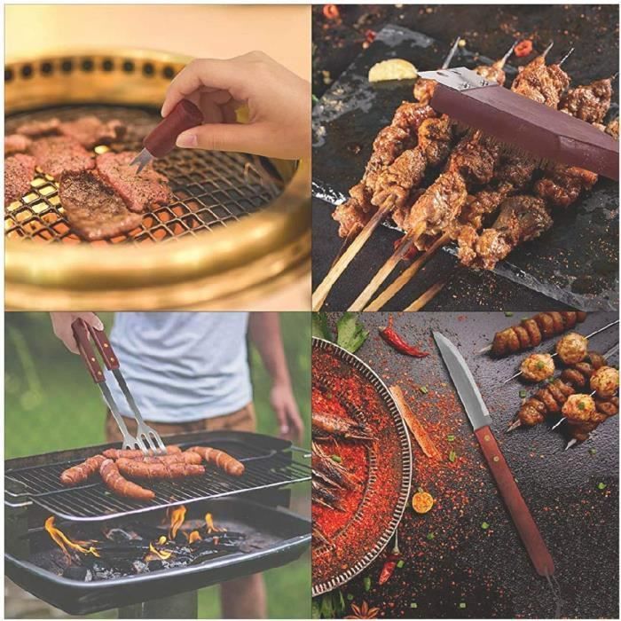 Juego de accesorios para barbacoa - 18 piezas - Acero inoxidable - Lavable - Estuche para accesorios