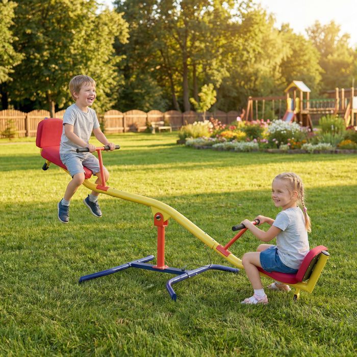 Kinderschommel - AIYAPLAY - 360 graden draaibaar - Gevoerde zitjes - Staal - Leeftijd 3 tot 12 jaar - Meerkleurig