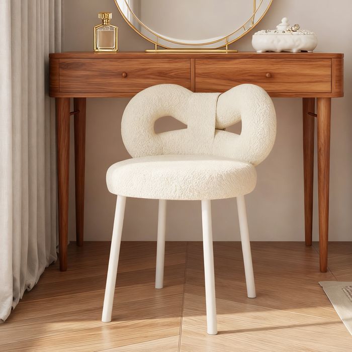 Sillón y silla para sala de estar, silla esquinera con respaldo de lazo, asiento de terciopelo suave, blanco.