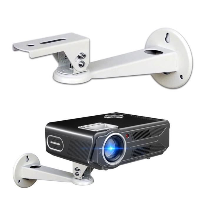 Suporte de parede para projetor de vídeo, com rotação de 360 graus, feito de liga de alumínio resistente a impactos, ideal para escritórios e escolas.