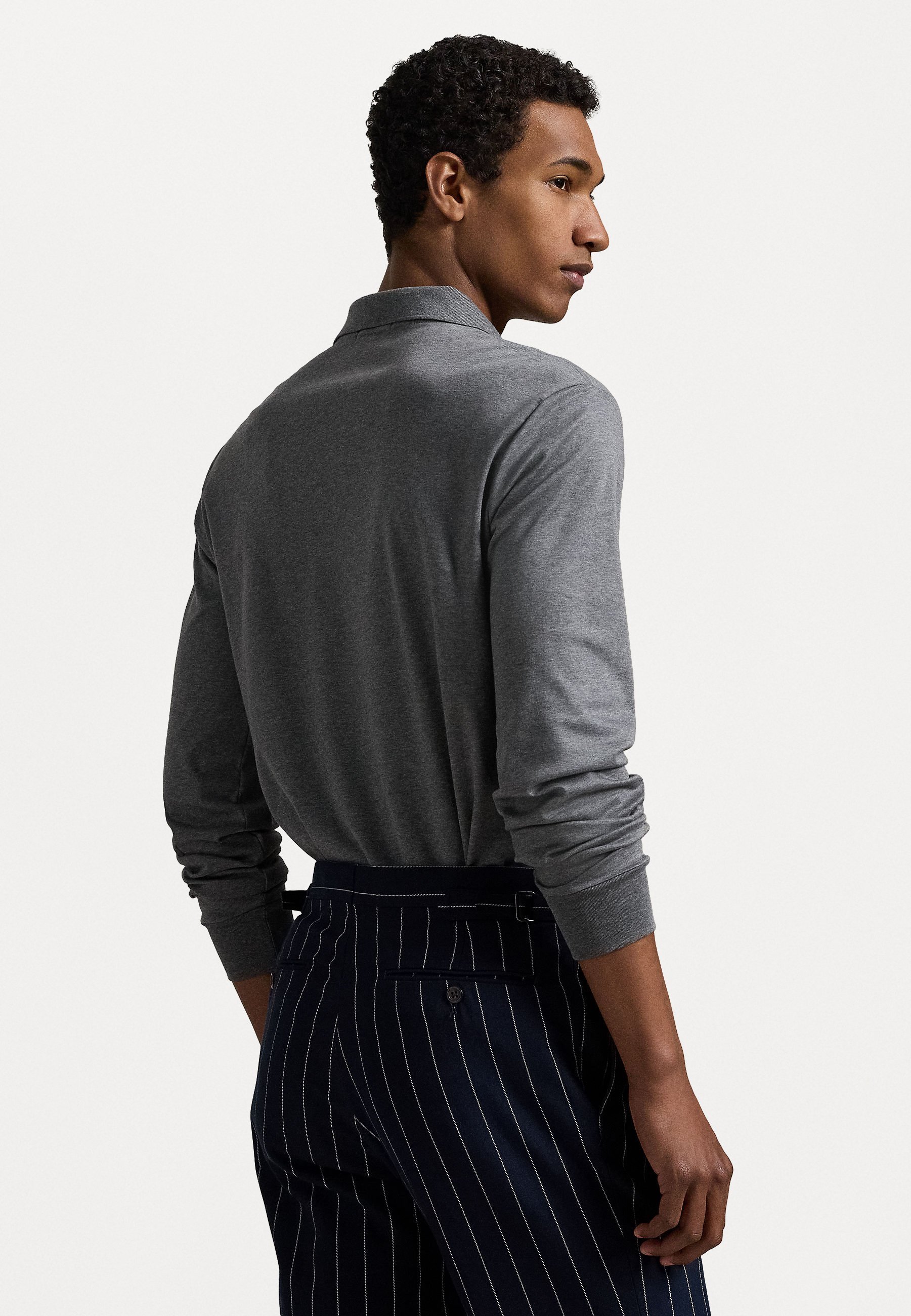 Polo Ralph Lauren CUSTOM SLIM SOFT COTTON POLO SHIRT - Haut à manches longues - Gris chiné forteresse