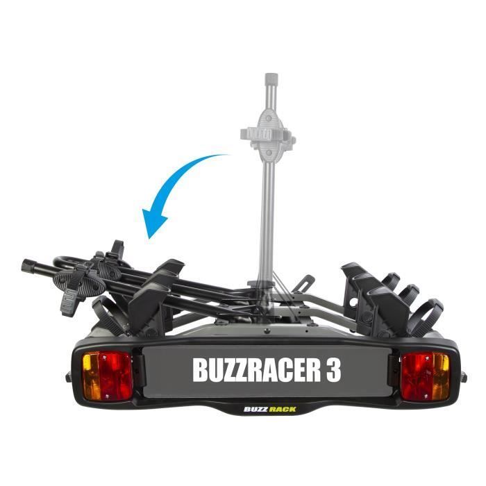 Fietsendrager voor op de trekhaak - BUZZRACK - BUZZRACER 3 - 3 fietsen - Zwart - Bevestiging met trekhaakkogel