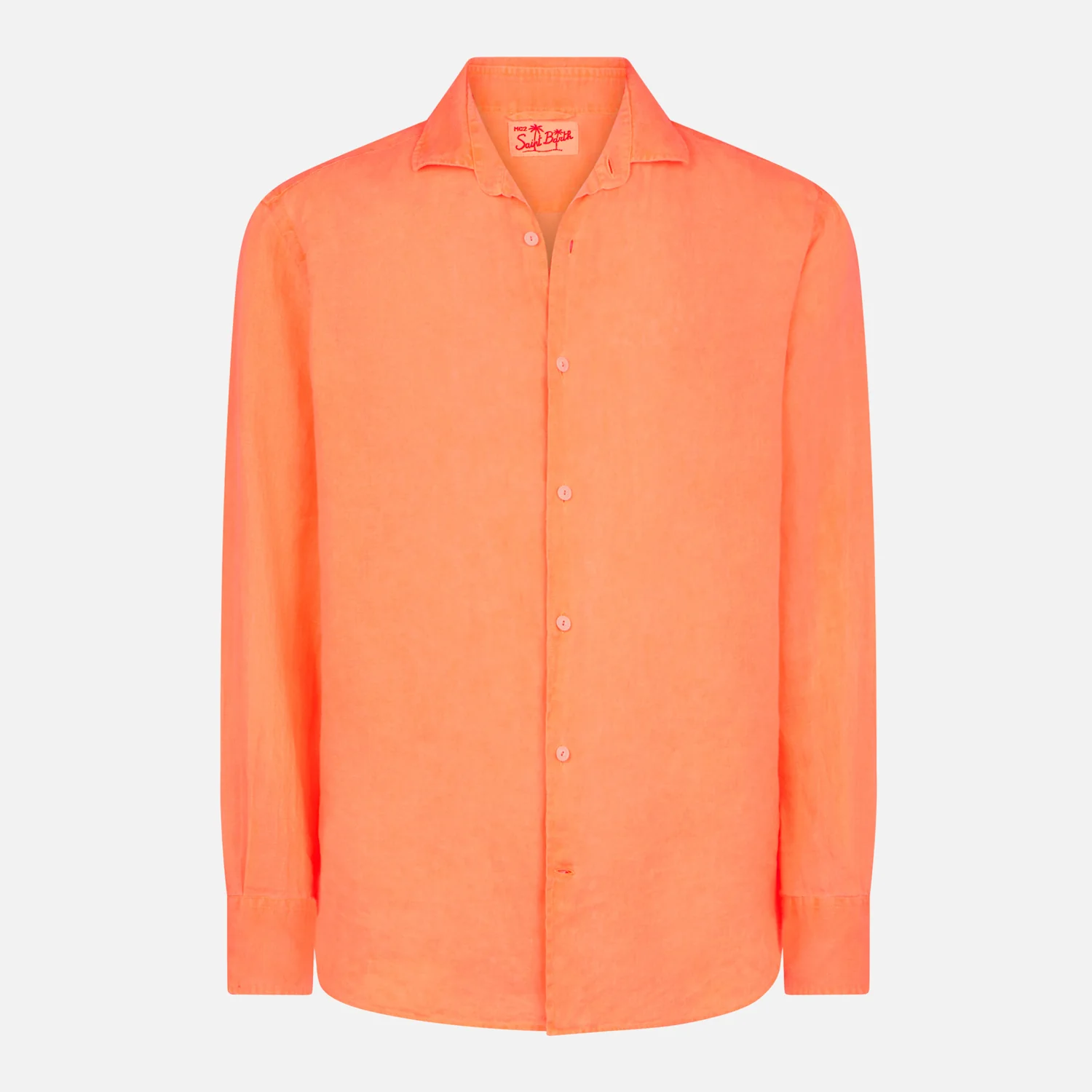 Herenoverhemd van Pamplona in fluorescerend oranje linnen.