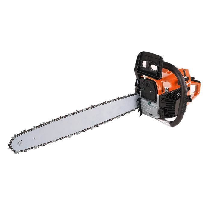 58cc 2600w 50cm benzinekettingzaag met geleidingsplaat en twee kettingen