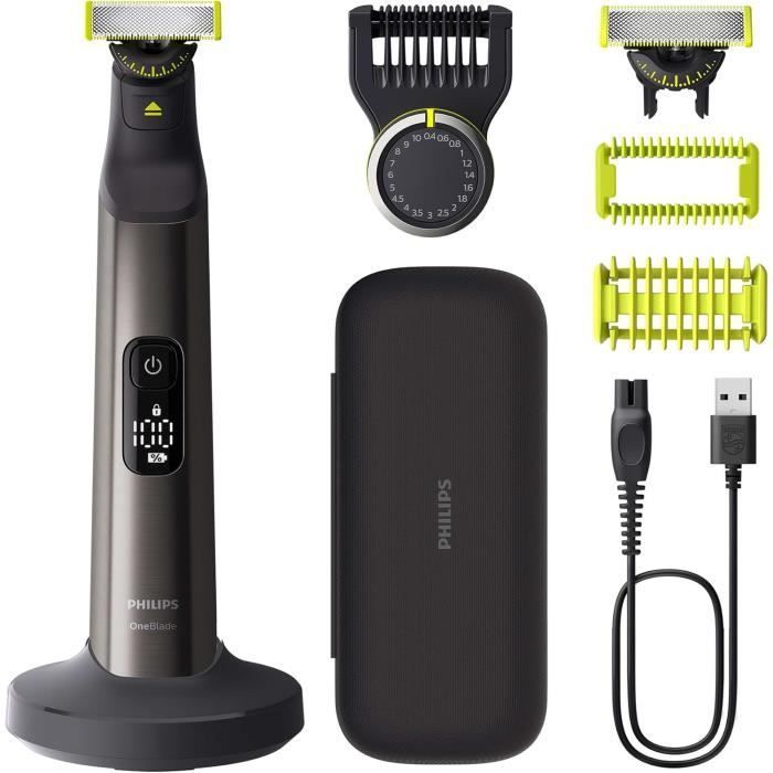 Recortadora eléctrica de barba - PHILIPS - OneBlade Pro 360 - 1 cuchilla, rotación de 360° - 14 longitudes de corte - 100% resistente al agua