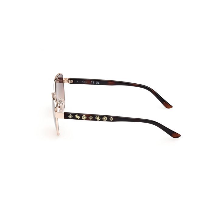 Guess 00102 Women's Geometric Sunglasses - Color 32F Glossy Pale Gold with Brown Gradient Lenses - 56