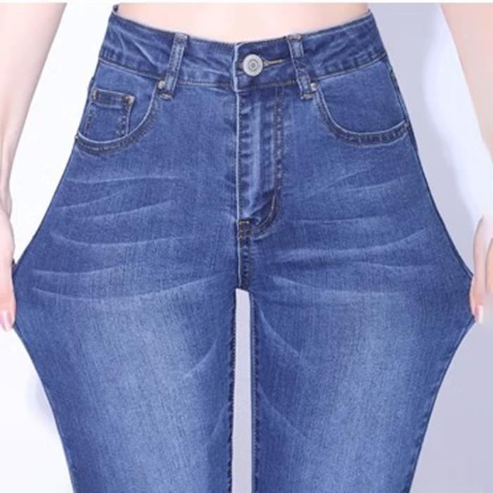 Pantalones vaqueros elásticos de talle alto y pierna recta de FUNMOON para mujer, tallas grandes.