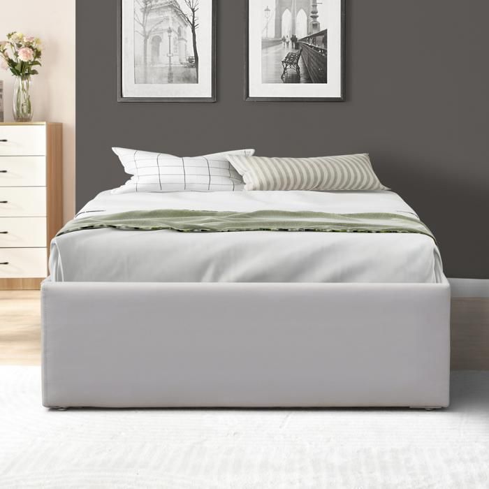 Cama com arrumação - GOLDEN NIGHT - 90x190 cm - 12 ripas - Revestimento em PVC imitando pele - Solteiro