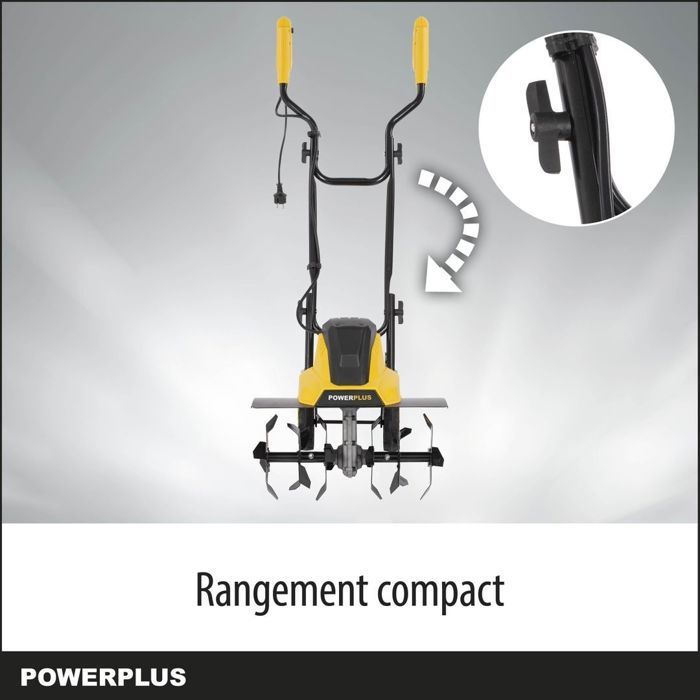 Powerplus Motoculteur Électrique POWXG72010 - 1500 W, 6 Lames, Profondeur de 220 mm et Largeur de 450 mm
