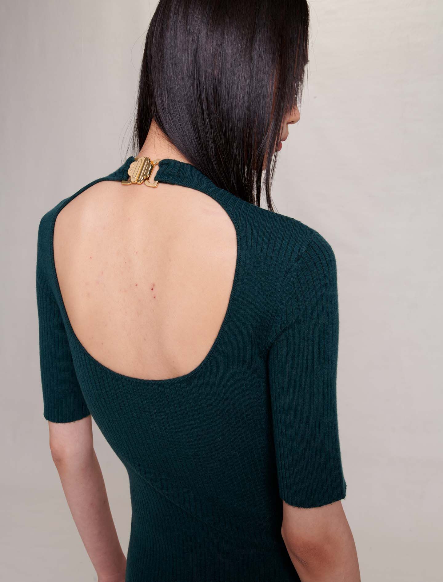 Rochie lungă tricotată - Verde sticlă