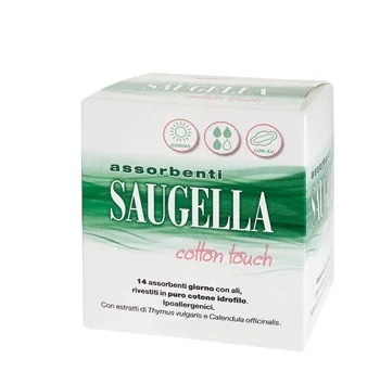 SAUGELLA Saugella Cotton Touch dagelijkse maandverbanden 14 stuks hypoallergene dagelijkse maandverbanden met vleugels
