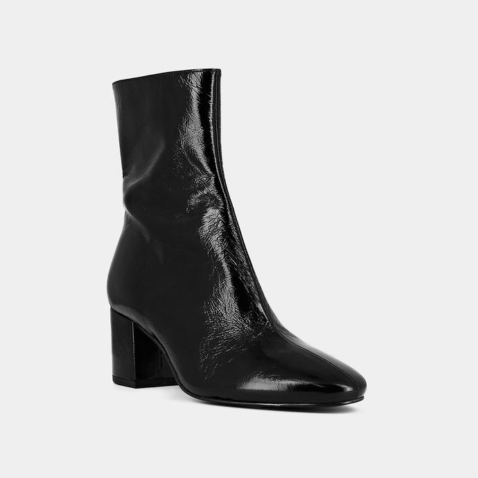 Bottines à talons  en cuir brillant noir