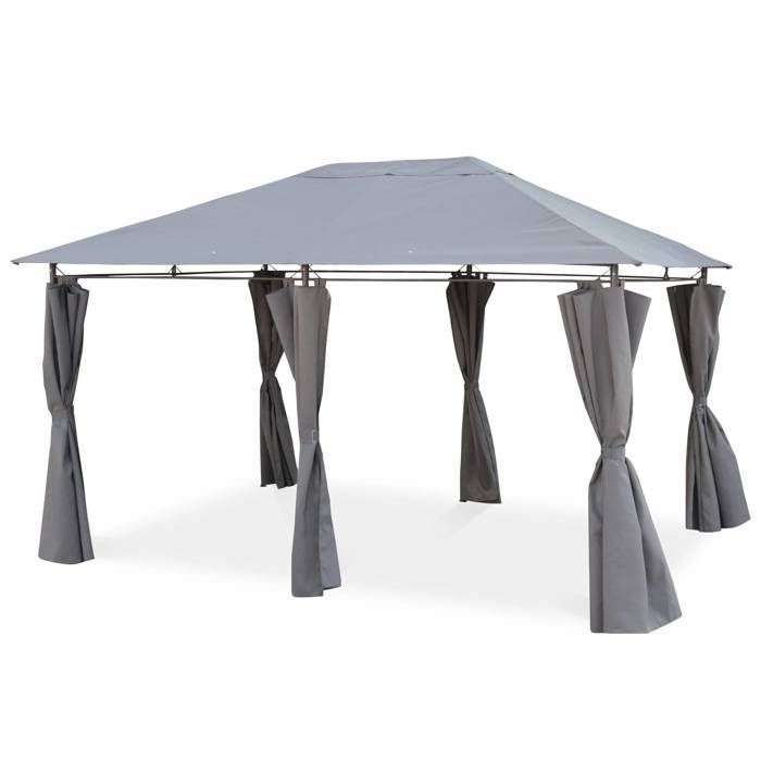 3x4 m Gazebo - Divio - Grey Canvas - Pergola with curtains. Garden tent. Marquee. Party tent.