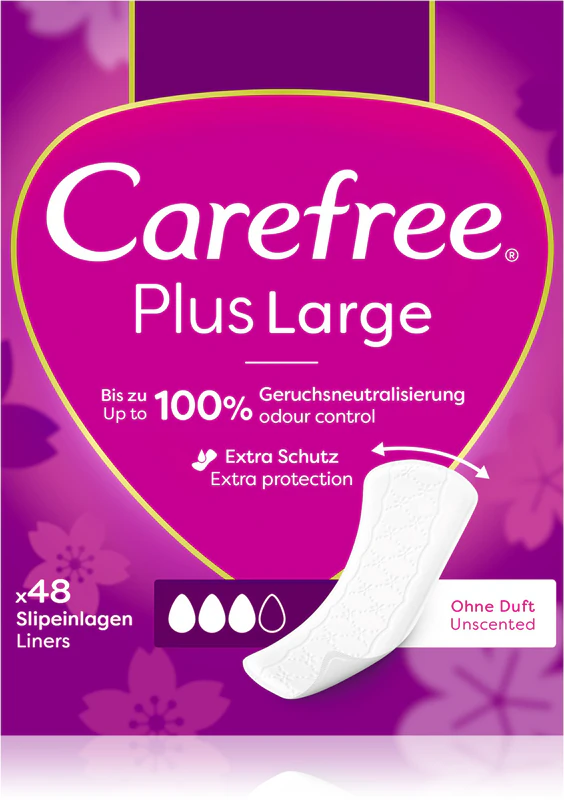 Protetores diários Carefree Plus tamanho grande com fragrância suave
