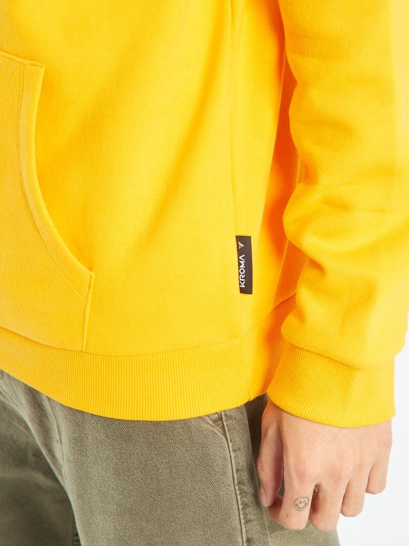 Sudadera con capucha y bolsillo tipo canguro - AMARILLA