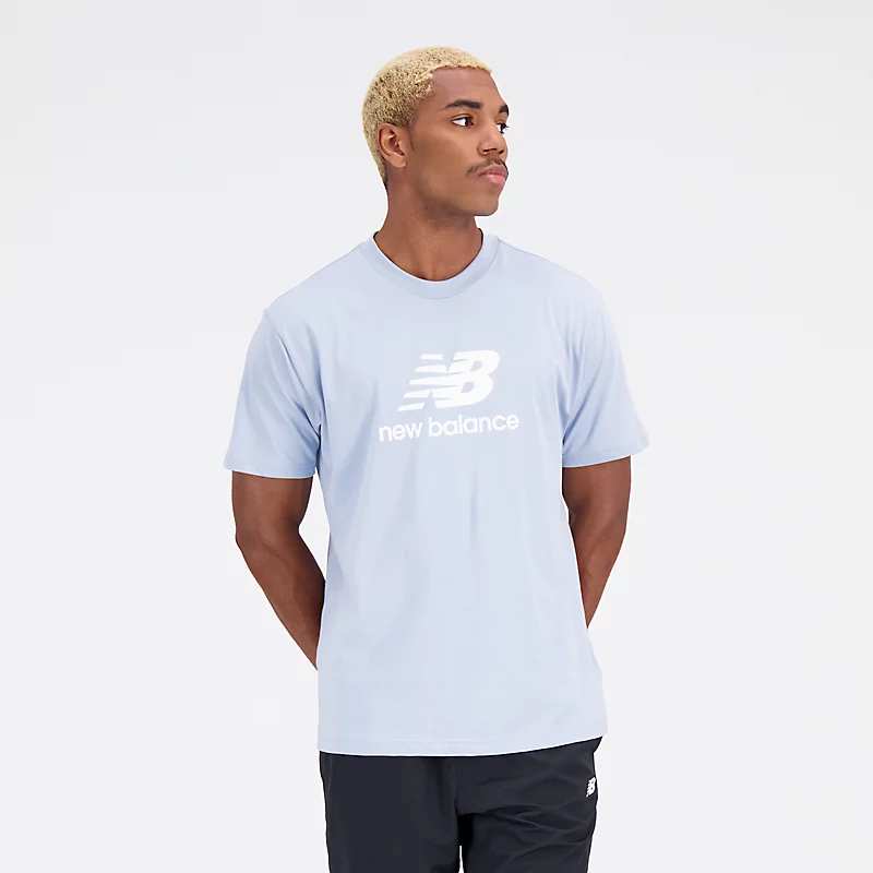 Férfi Essentials Stacked Logo Pamut Jersey Rövid Ujjú Póló - VILÁGOS SZÜRKE
