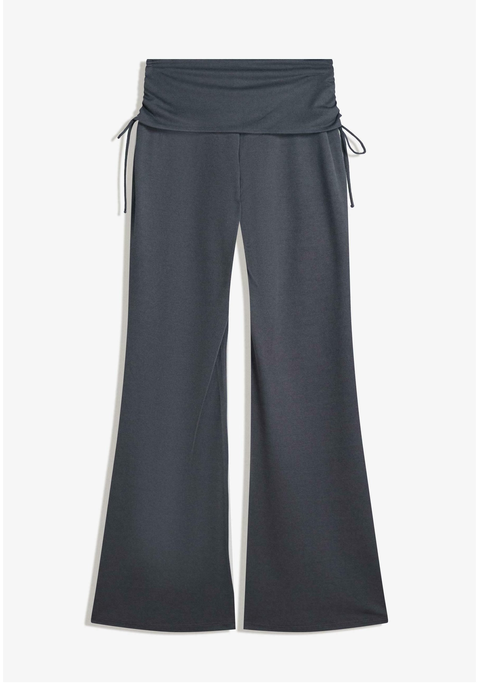 Bershka FLOWING FLARED WITH TIE - Broek - blauwgrijs