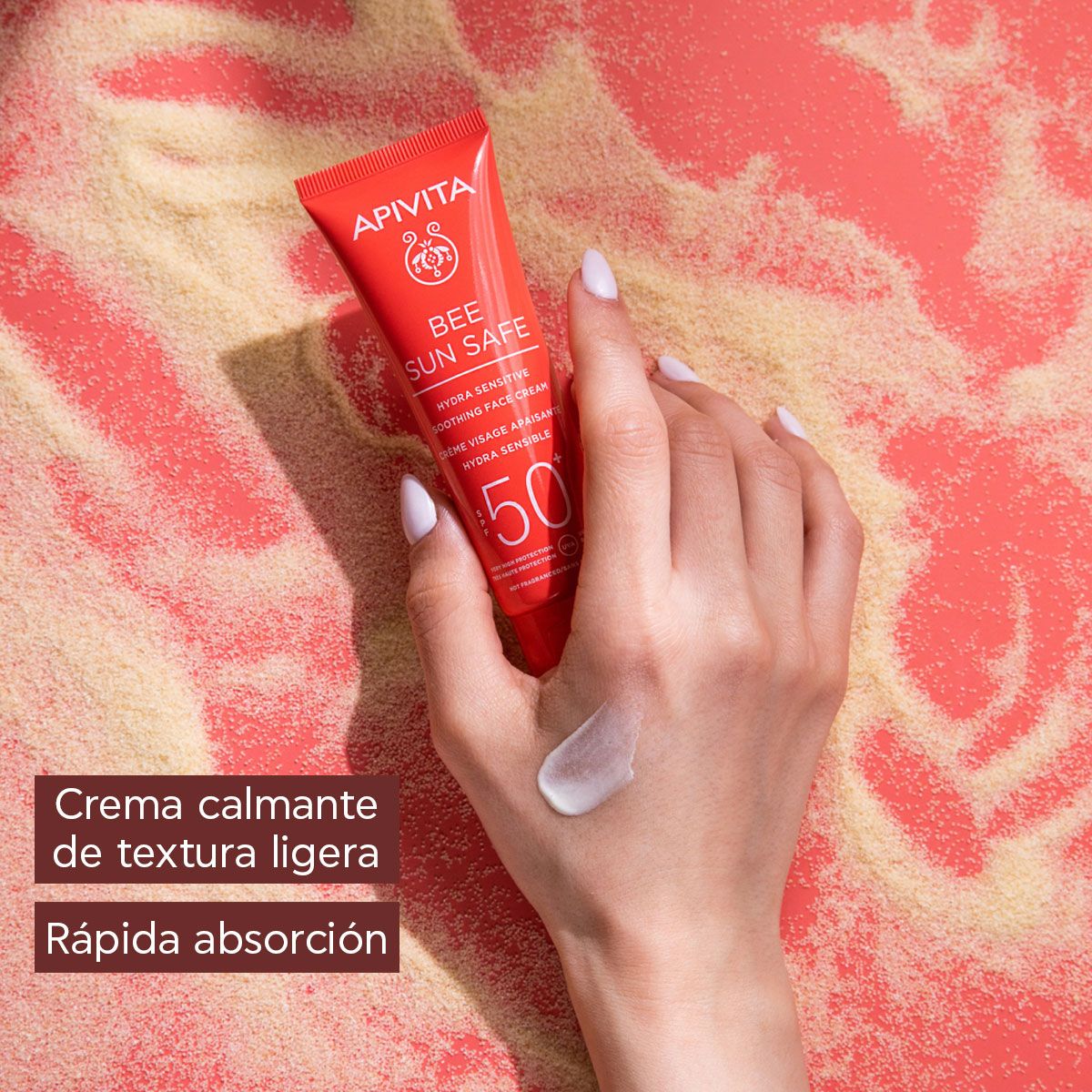 „Bee Sun Safe Hydra Sensitive“ raminamasis veido kremas su SPF50 Apsaugos nuo saulės vaistinė