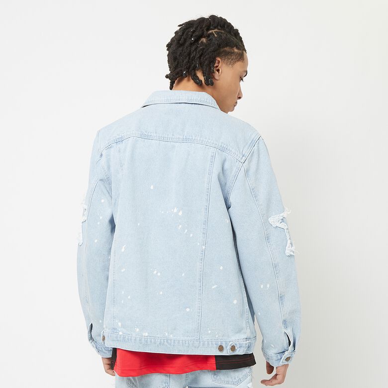 Jeans-Truckerjacke mit Farbspritzern