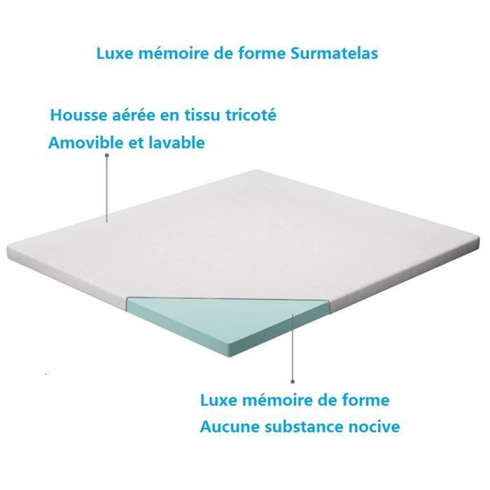 Coprimaterasso di lusso in memory foam 160 x 200 cm - Fodera sfoderabile e lavabile - Spessore 6 cm