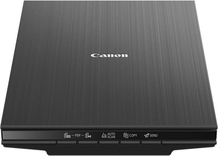 Scanner per documenti Canon LiDE 400, nero, design compatto con connettività USB Type-C, funzionamento semplice con un solo pulsante.