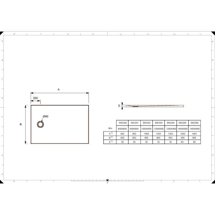 Plato de ducha extraplano JACOB DELAFON Ipso E62302-WPM 100x80x3,5 cm - 10 años de garantía, blanco, textura de piedra