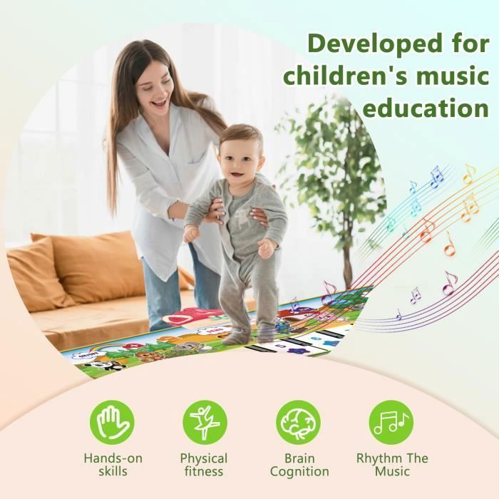 Baby Musical Mat with 8 Instruments, Music Mat Games, Floor Keyboard Mat Toys for Boys and Girls