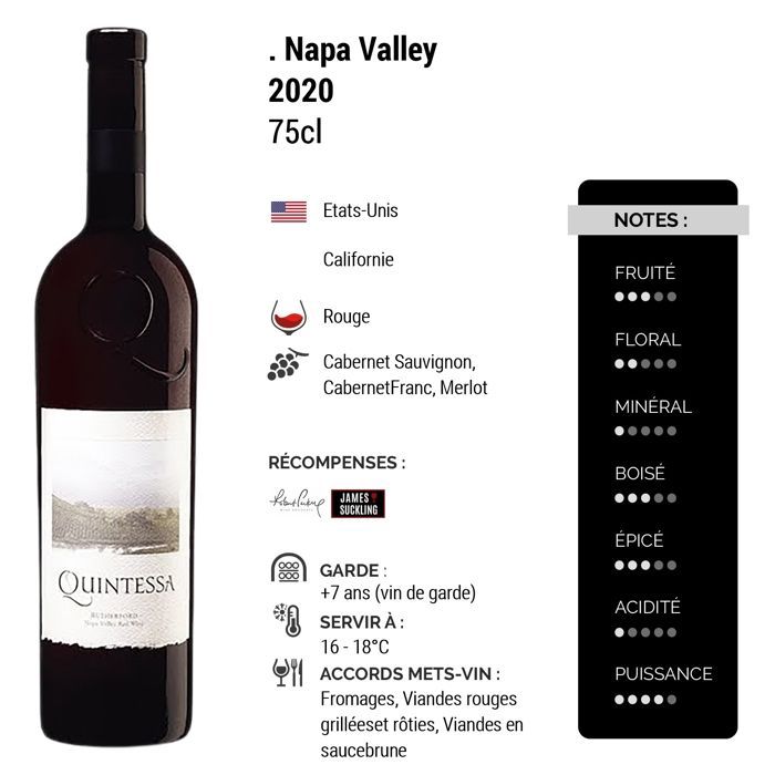 Quintessa Napa Valley 2020 - Vino rosso dagli Stati Uniti (3x75cl)