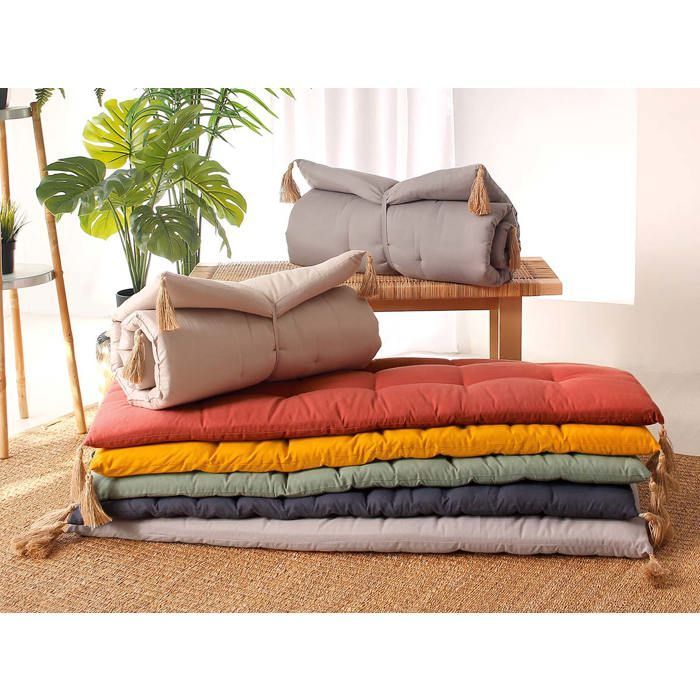 Enjoy Home - Panama Folding Futon with Jute Tassels - Dark Grey