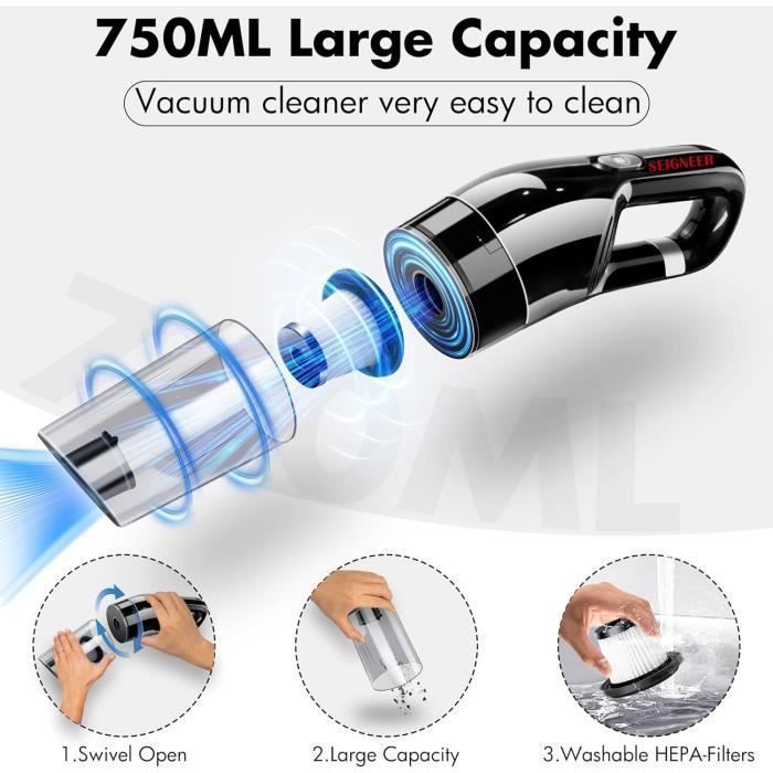 Aspirateur Voiture sans Fil, Aspirateur à Main Puissant,Humide&Sec Mini Aspirateur Portable pour Voiture Maison Cuisine