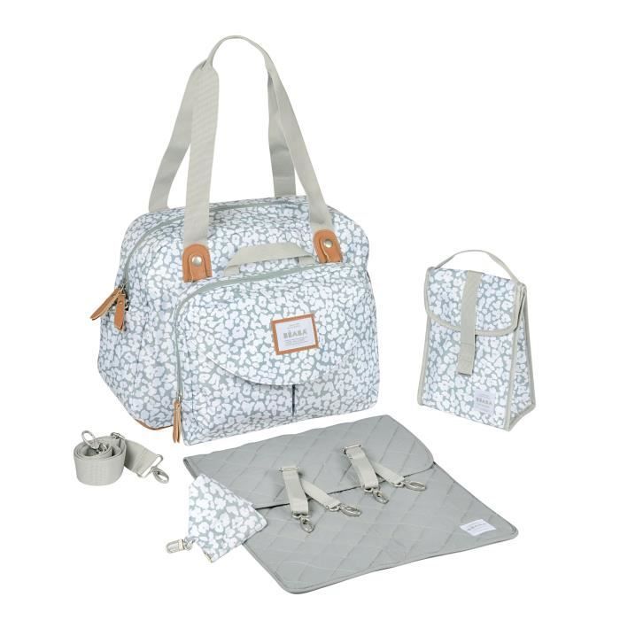 Borsa fasciatoio BEABA Geneva II, modulare, capiente, con scomparti multipli e tasca frontale removibile, colore ciliegio in fiore.