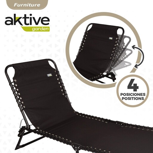 Aktive Black Multi-Position Folding Sun Lounger