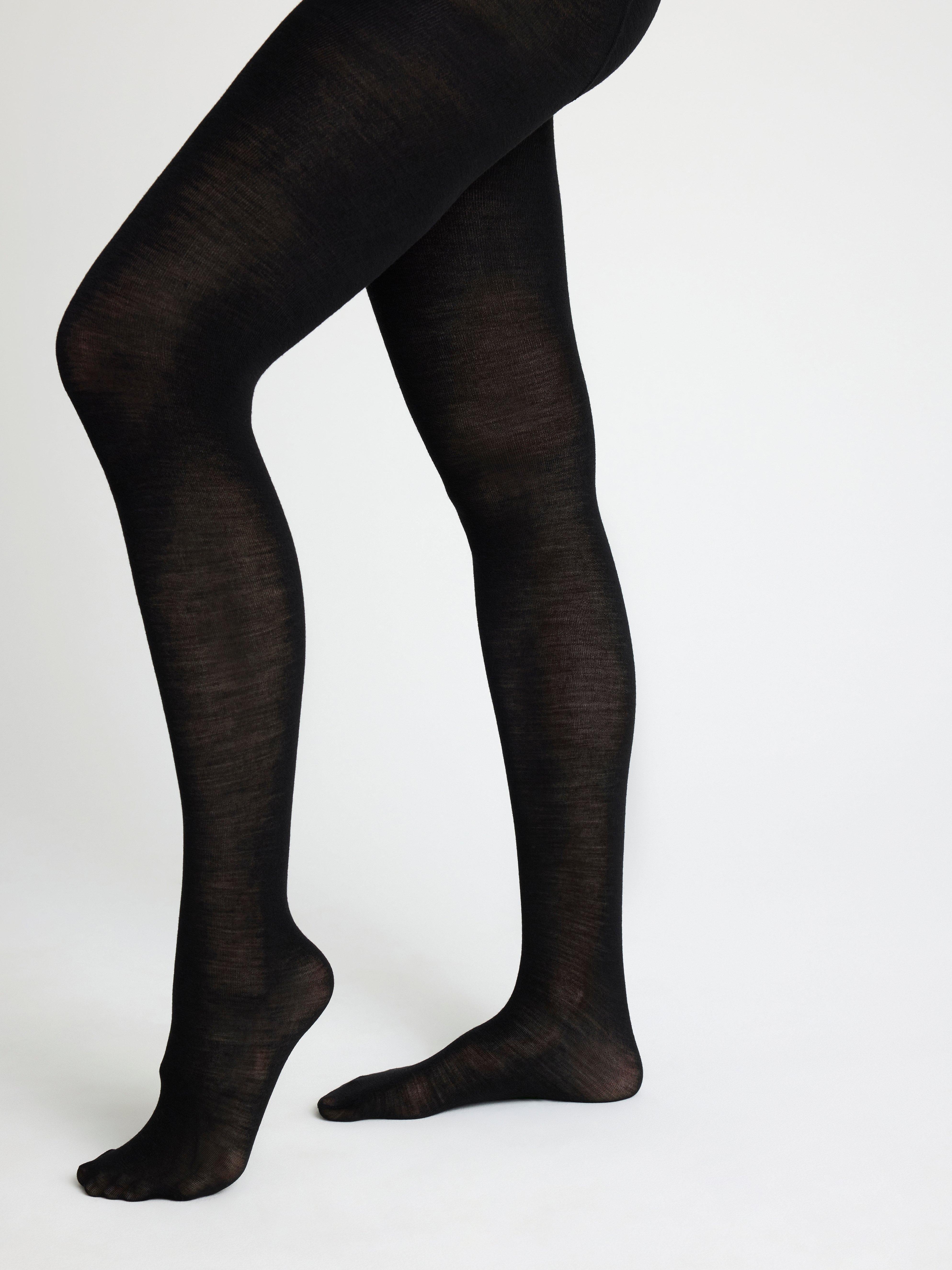 Meia-calça MOM em mistura de lã merino preta