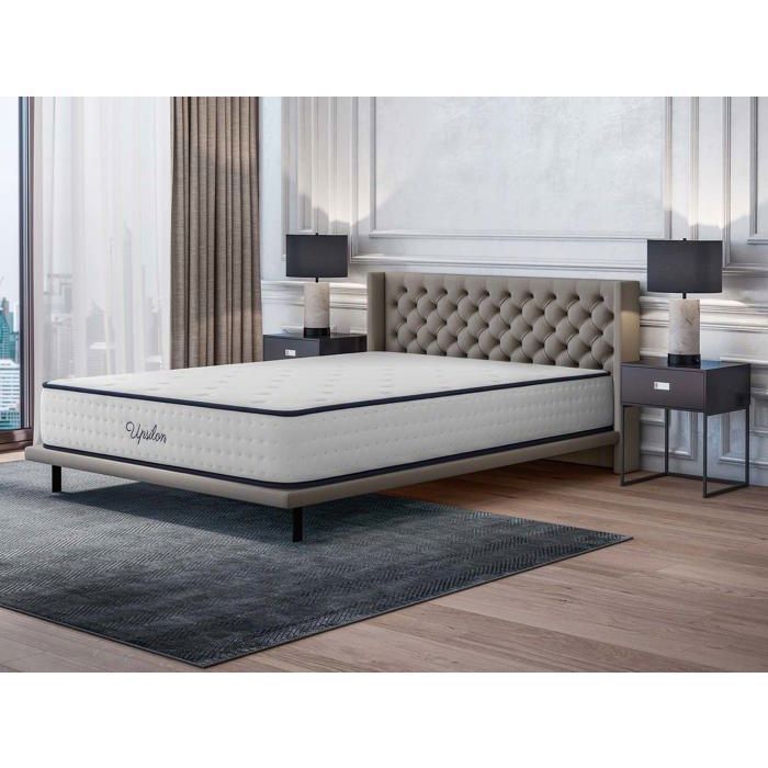 Colchón UPSILON 180x200 cm - 30 cm de grosor - Firme - 7 zonas de confort - Espuma viscoelástica adaptativa - HR 35 kg - Látex azul - Lado verano/invierno