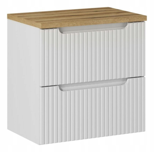 Szafka Pod Umywalkę 60 cm BIAŁA BLAT DĄB RYFLE 2S NOVA WHITE