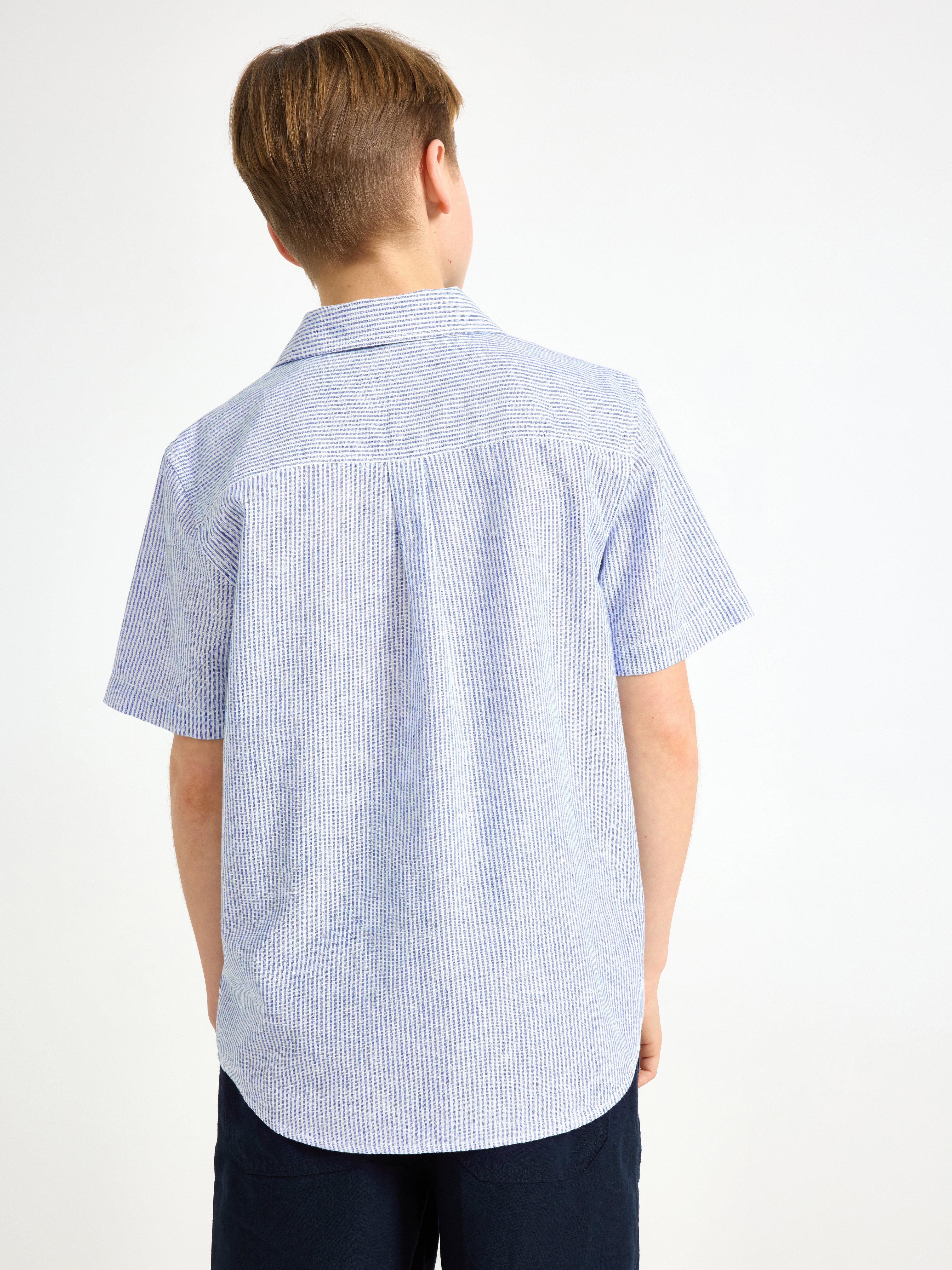 Camisa de linho misto azul
