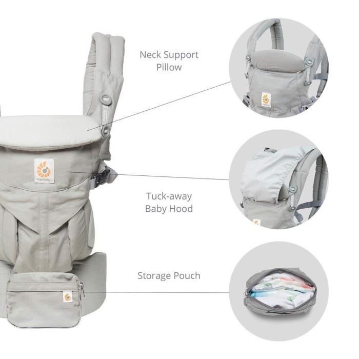Ergobaby Babytrage ab Geburt, 4 Tragepositionen, Cool Air Omni 360, Mitternachtsblau