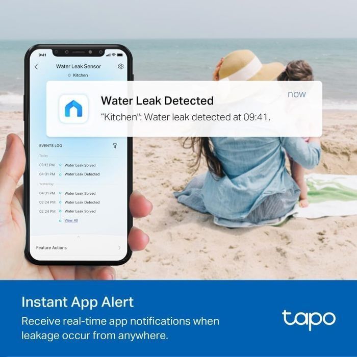 Détecteur d'inondation - TP-Link - Tapo T300 - Alarme 90 dB - IP66 - Sans fil