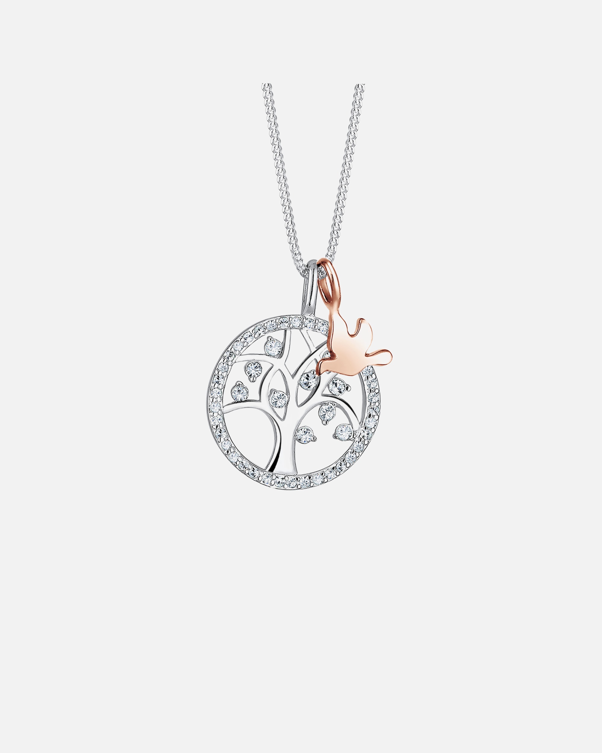 Elli PREMIUM Femmes Arbre de vie en bicolore tendance avec cristaux en argent sterling 925