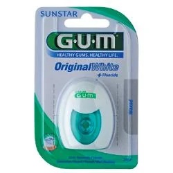 Fil dentaire GUM Gum Original Blanc Filo 30Mt avec silice micronisée et fluorure.