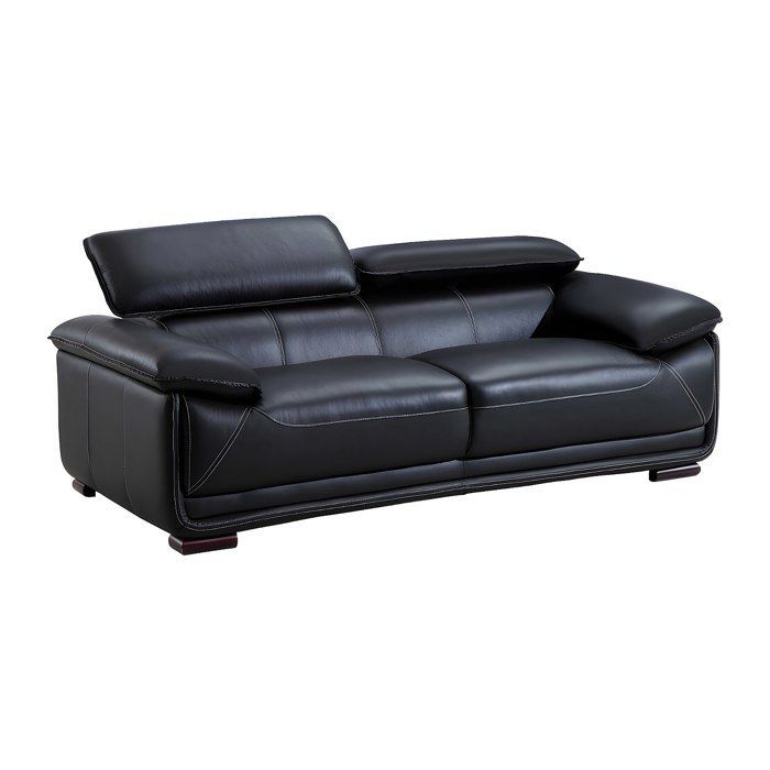 Sofá de piel de 3 plazas - MACELO - Negro