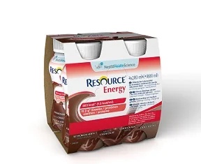 NESTLÉ Resource Energy Chocoladedrank met veel calorieën en een hoog eiwitgehalte, 4 x 200 ml