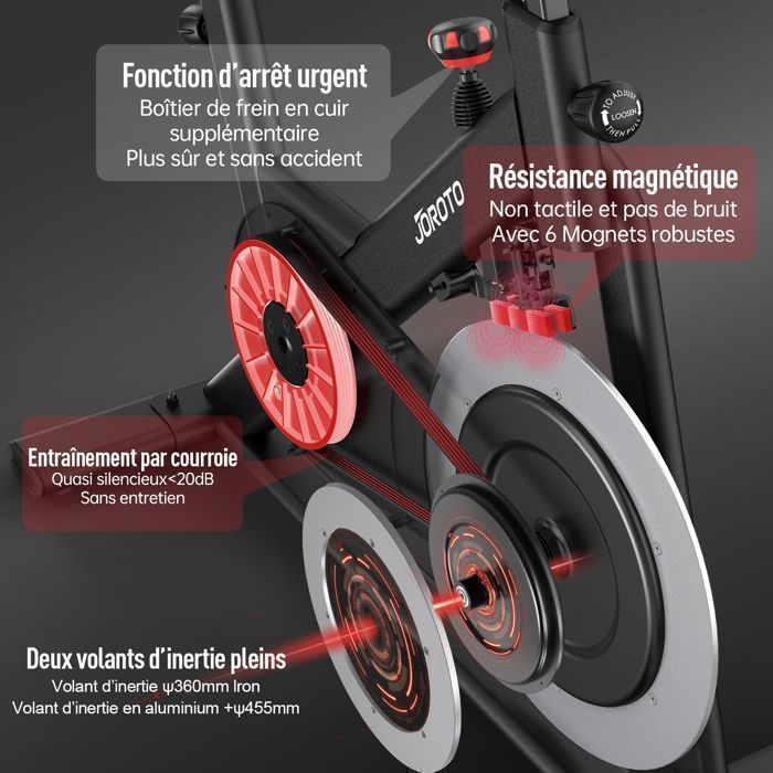Exercise bike - JOROTO - X4S - Bluetooth App - 18 kg flywheel - Magnetic resistance (100 levels)