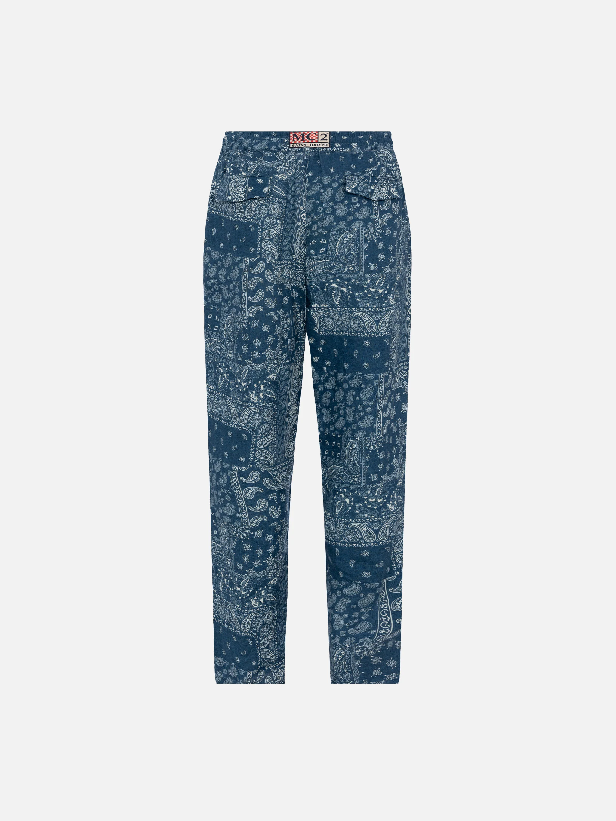 Calais linnen broek met bandana-print
