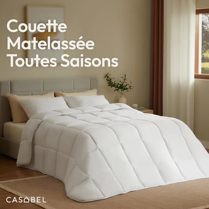 Edredón CASABEL de 240x260 cm, poliéster de 450 g/m², apto para las 4 estaciones - Transpirable, termorregulador, lavable.