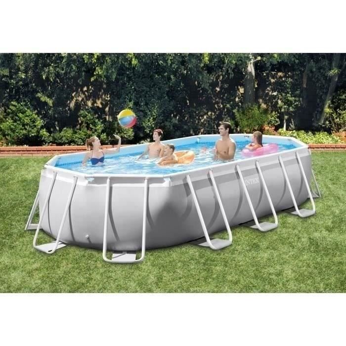 Kit de piscina tubular elevada INTEX - Estructura Pris - 503 x 274 x 122 cm - Ovalada (Bomba, cubierta) + Limpiador robótico de piscinas - ZX50