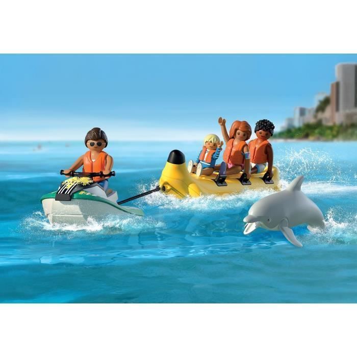 Playmobil 71905 Scooter des mers, banane tractée & 4 personnages, My Life Vacances à la plage, 22 pièces, dès 4 ans